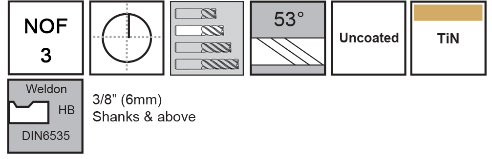 M.A. Ford®                                         TuffCut® SS 3 Flute End Mill                                                                         8mmx20x64 TiN                                                                                        attributes