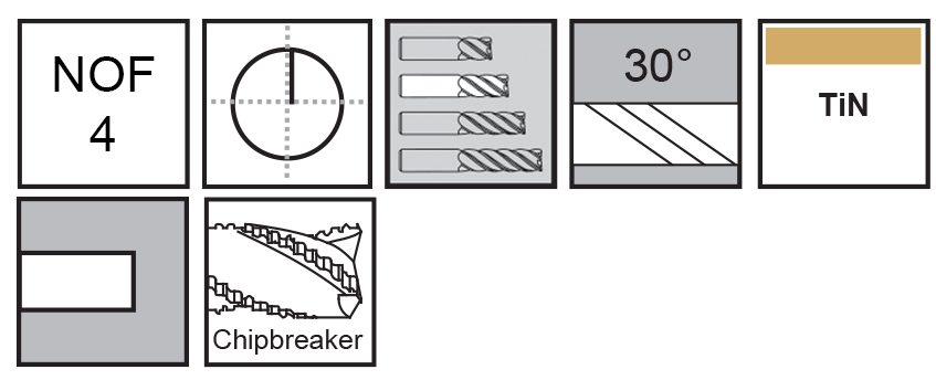 M.A.Ford®                                          TuffCut® GP 4 Flute End Mill Chipbreaker                                                             5mmx20x51 TiN                                                                                        attributes