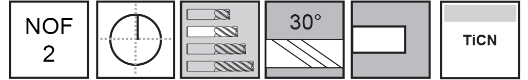 M.A.Ford®                                          TuffCut® GP 2 Flute End Mill                                                                         6mmx20x64 TiCN                                                                                       attributes