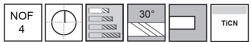 M.A.Ford®                                          TuffCut® GP 4 Flute End Mill Stub                                                                    7/16x5/8x2-1/2 TiCN                                                                                  attributes